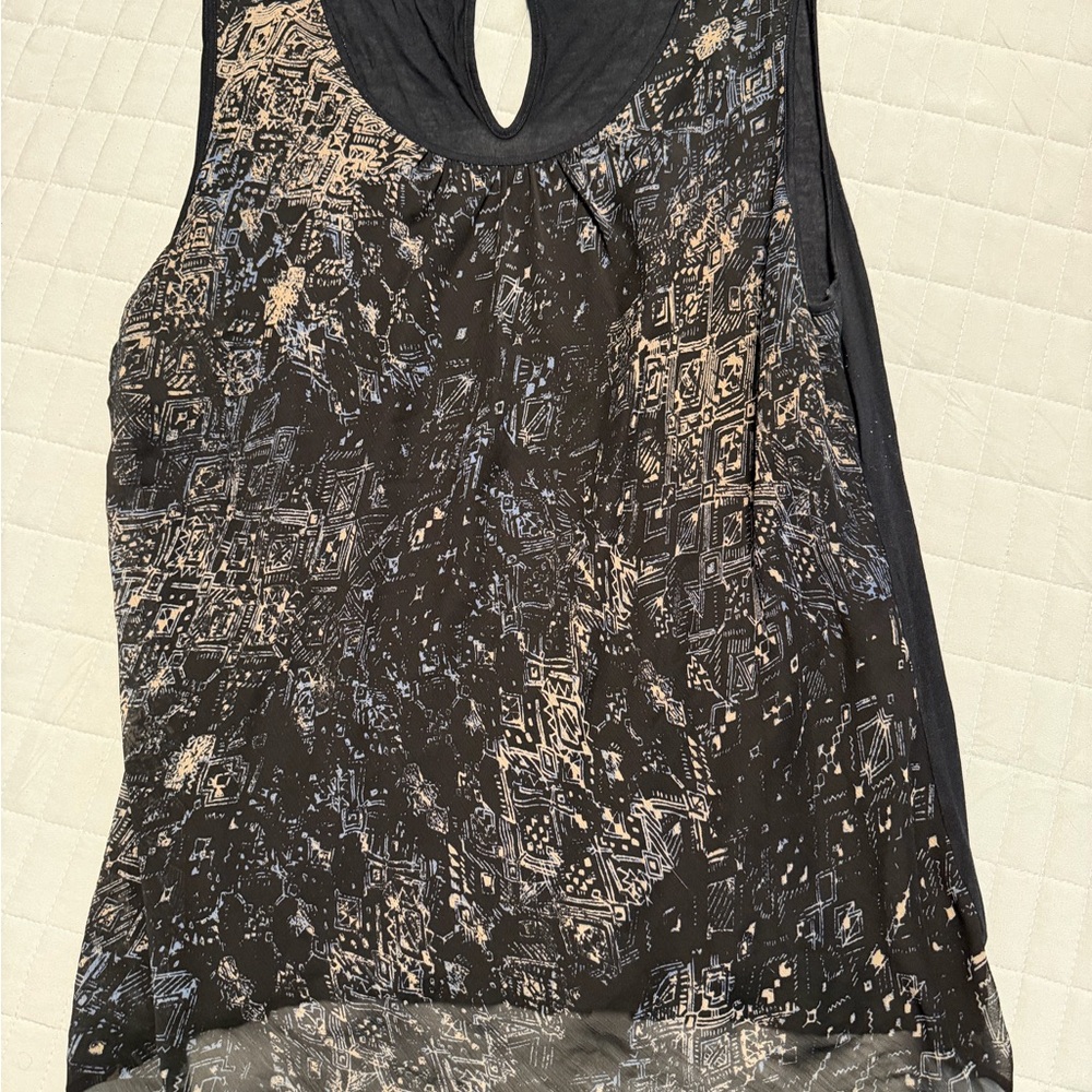 NIC+ZOE Black and Cream Patterned Blouse
